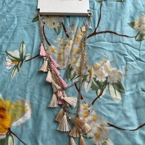 American Eagle Outfitters AEO Gold and Pink Tassel Necklace